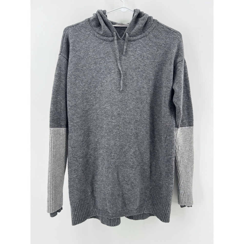 ATHLETA Nopa Merino Wool Hooded Thumb Hole Hi-Low Sweater Size S Gray